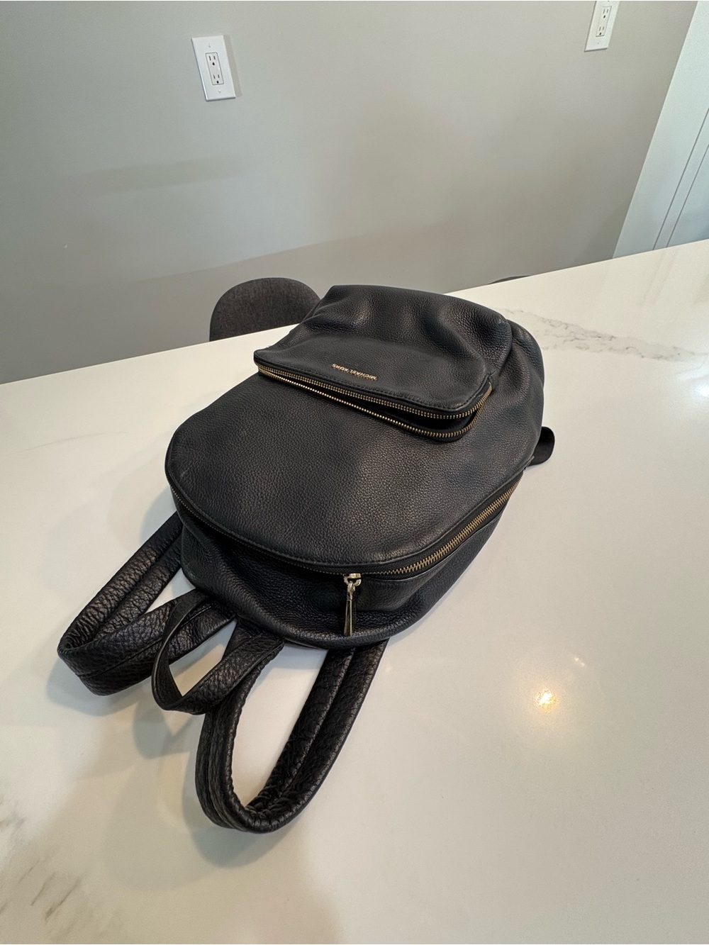 Michael Kors Black Leather Backpack with Gold Hardware - Picture 11 of 15
